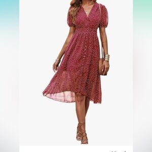 Elegant Red Polka Dot Dress